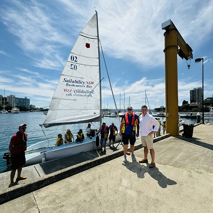 Boats being rigged on the dock.
